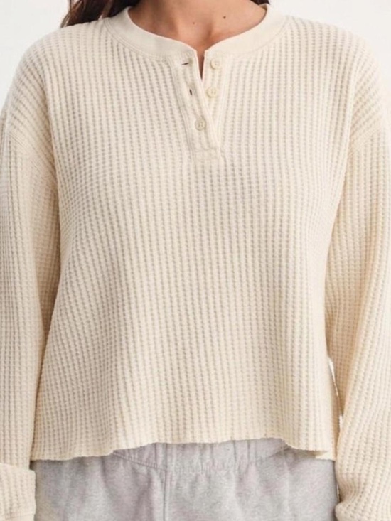 MATE the Label Tops - Mate the label Organic Waffle Cropped Henley Bone $138 retail